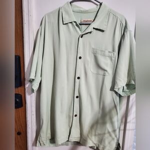 Tommy Bahama 100% Silk Camp Shirt Mens XL Original Fit Sage Green Resort